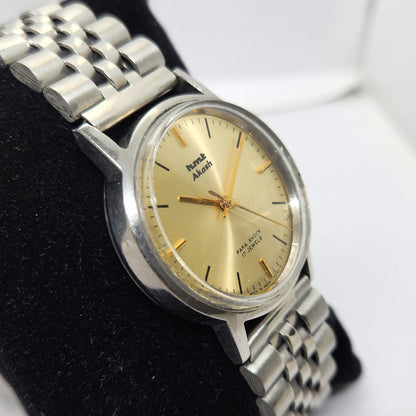 Vintage Original HMT Akash Hand Winding 17 Jewels Gold Face Men's Wrist Watch OG311