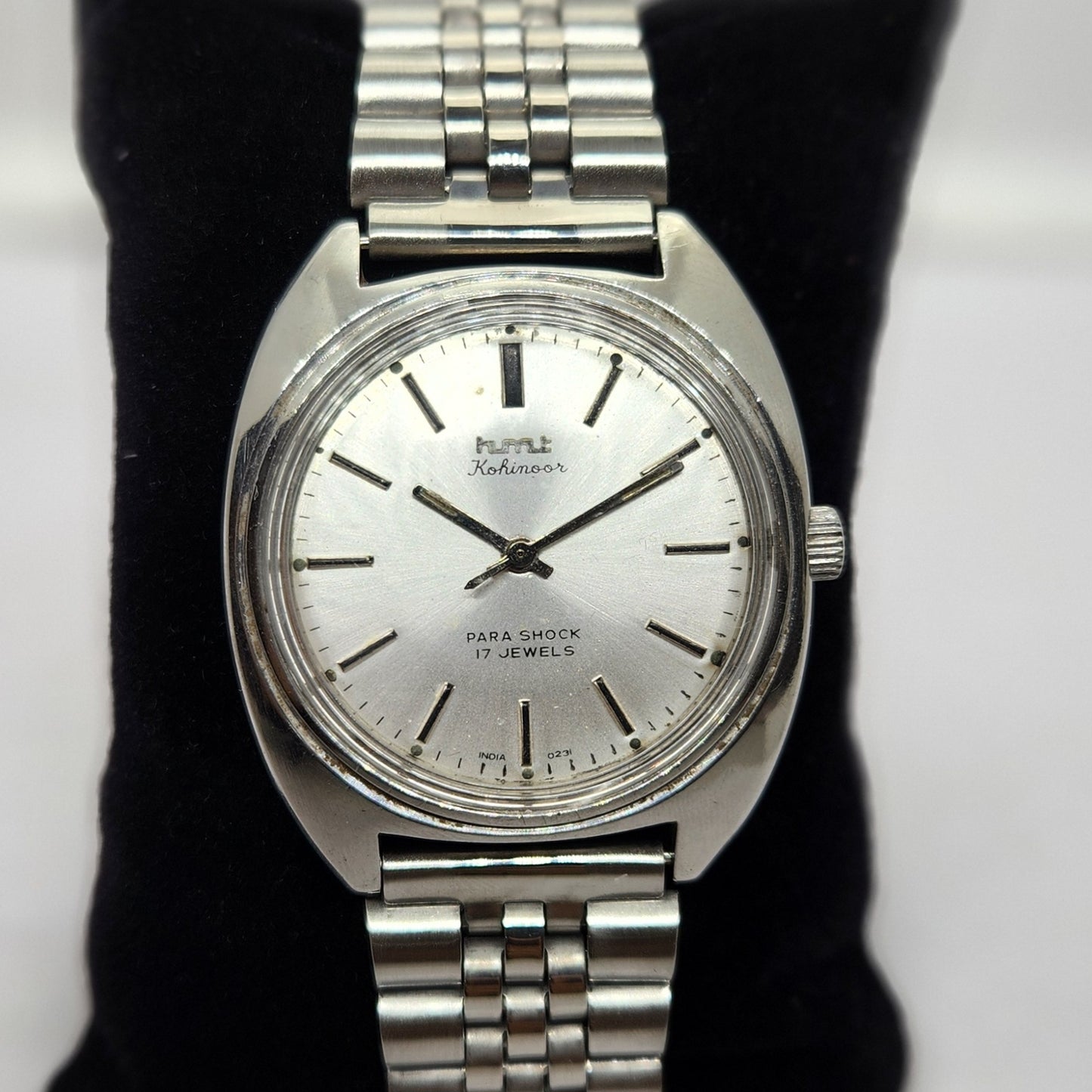 Vintage Original HMT Kohinoor Hand Winding 17 Jewels Silver Face Men's Wrist Watch OG313