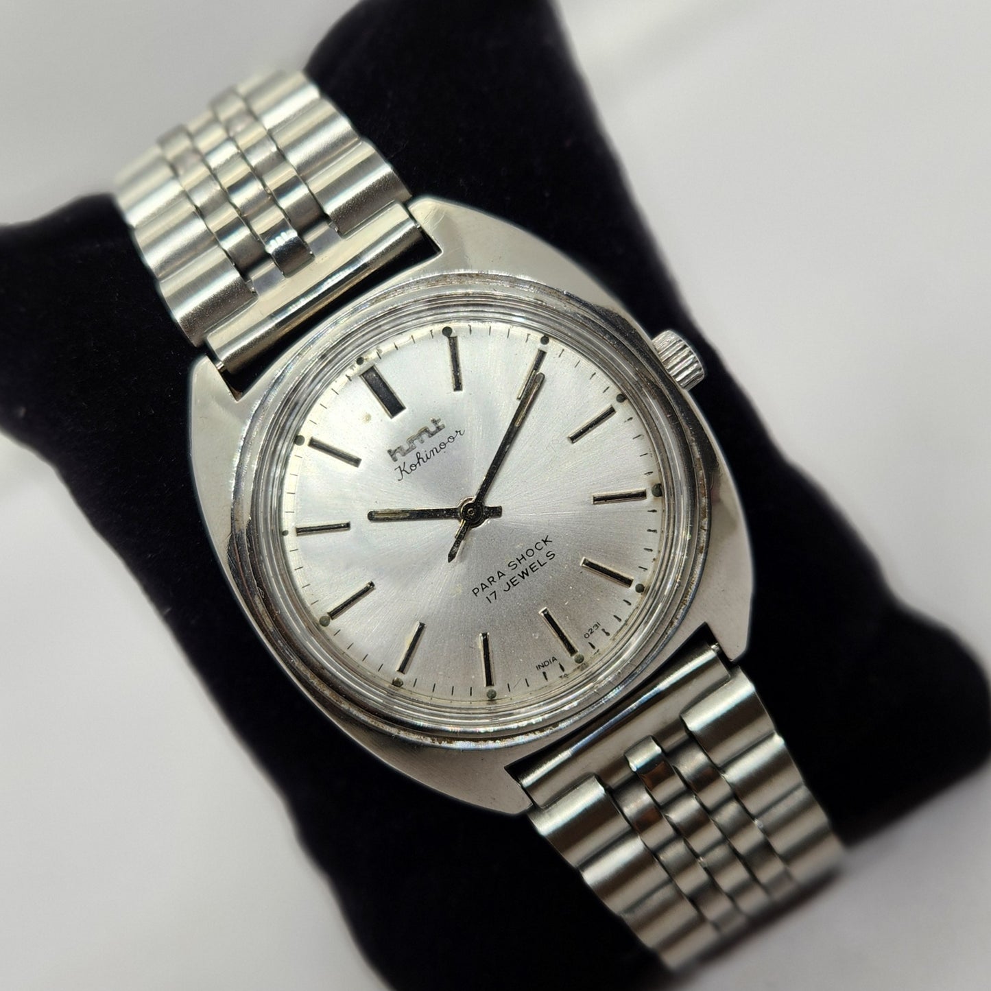 Vintage Original HMT Kohinoor Hand Winding 17 Jewels Silver Face Men's Wrist Watch OG313