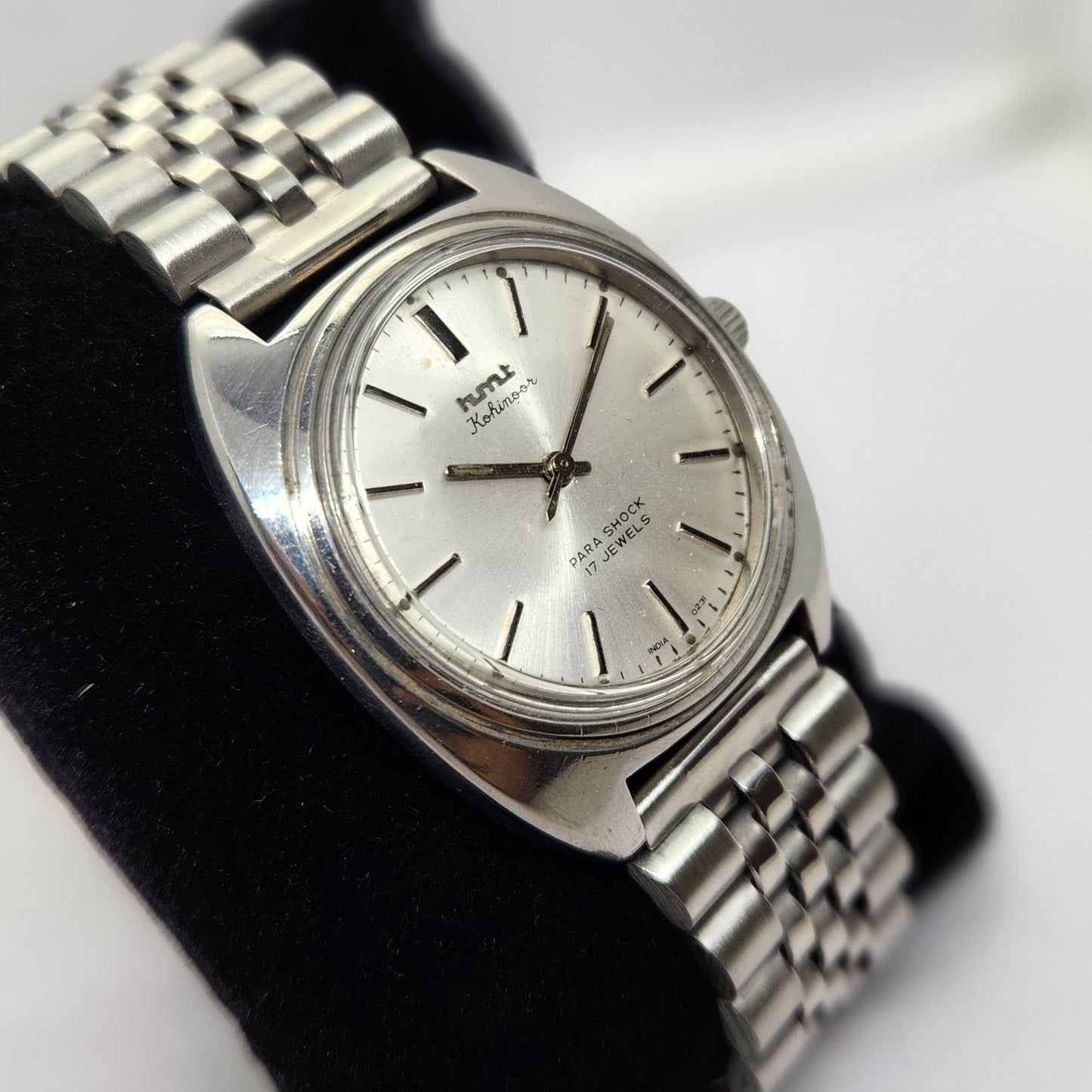 Vintage Original HMT Kohinoor Hand Winding 17 Jewels Silver Face Men's Wrist Watch OG313