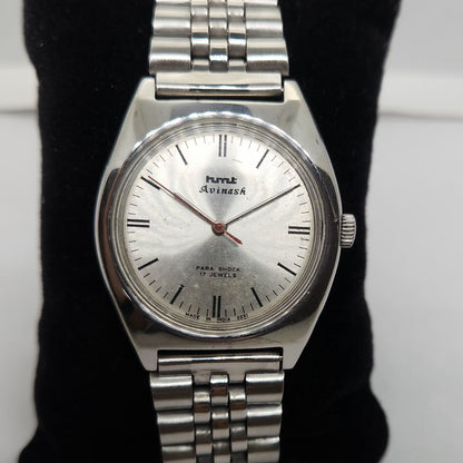 Vintage Original HMT Avinash Hand Winding 17 Jewels Silver Face Men's Wrist Watch OG314
