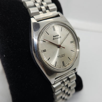 Vintage Original HMT Avinash Hand Winding 17 Jewels Silver Face Men's Wrist Watch OG314