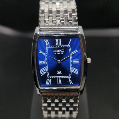 MOD Seiko Slim Quartz Barrel Blue Face Bracelet Men's Wrist Watch G01