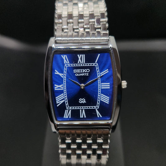 MOD Seiko Slim Quartz Barrel Blue Face Bracelet Men's Wrist Watch G01