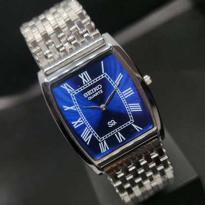 MOD Seiko Slim Quartz Barrel Blue Face Bracelet Men's Wrist Watch G01