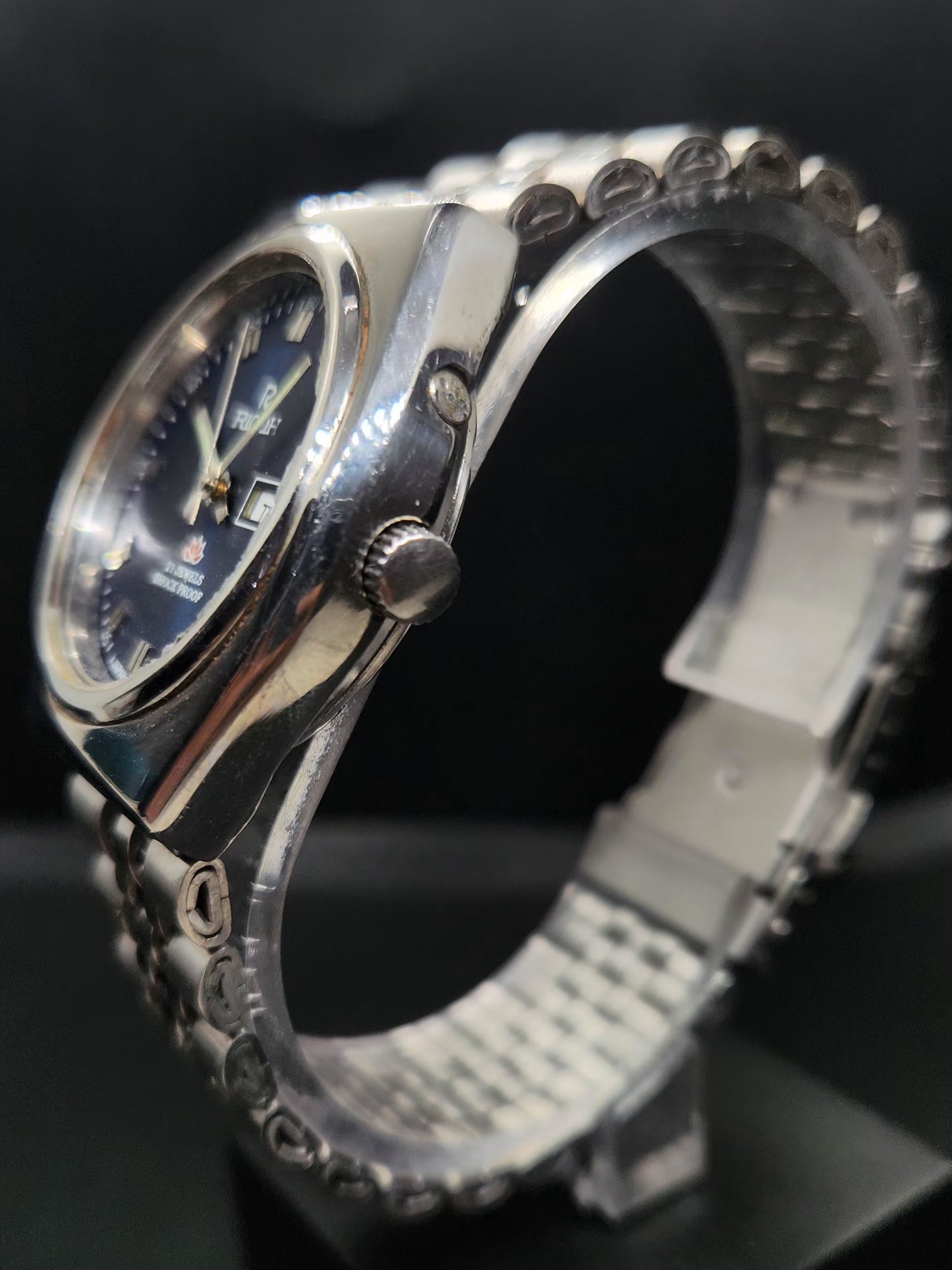 Vintage Ricoh R31 Automatic Blue Face New Bracelet 21 Jewels Day Date Men's Wrist Watch AS01