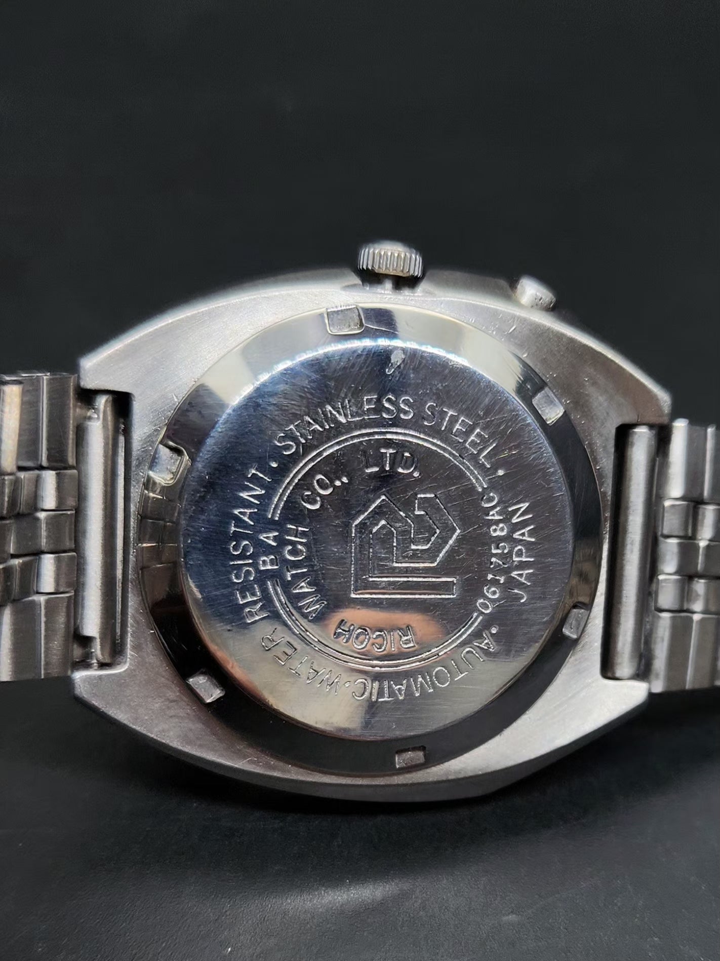 Vintage Ricoh R31 Automatic Black Face New Bracelet 21 Jewels Day Date Men's Wrist Watch AS02