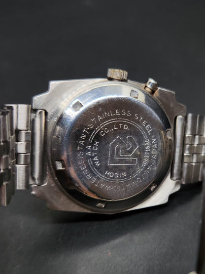 Vintage Ricoh R31 Automatic Blue Face New Bracelet 21 Jewels Day-Date Men's Wrist Watch AS04