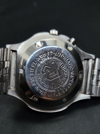 Vintage Ricoh R31 Automatic Black Face New Bracelet 21 Jewels Day-Date Men's Wrist Watch AS06
