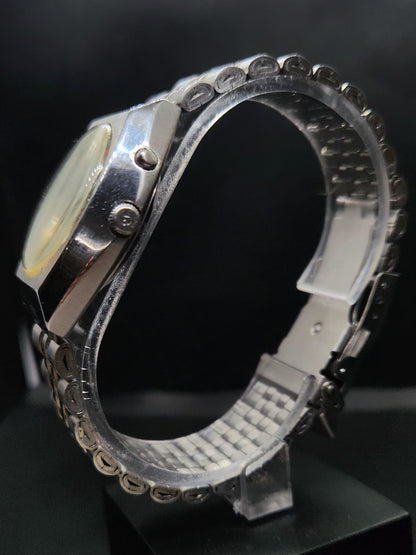 Vintage Ricoh R31 Automatic Black Face New Bracelet 21 Jewels Day-Date Men's Wrist Watch AS08