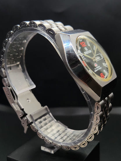 Vintage Ricoh R31 Automatic Black Face New Bracelet 21 Jewels Day-Date Men's Wrist Watch AS08