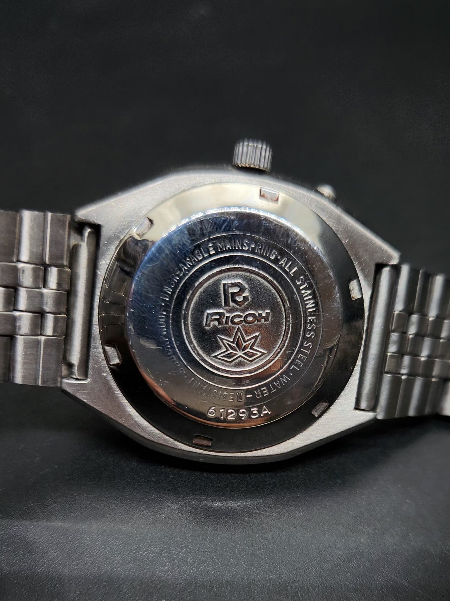 Vintage Ricoh R31 Automatic Yellow Face New Bracelet 21 Jewels Day-Date Men's Wrist Watch AS09