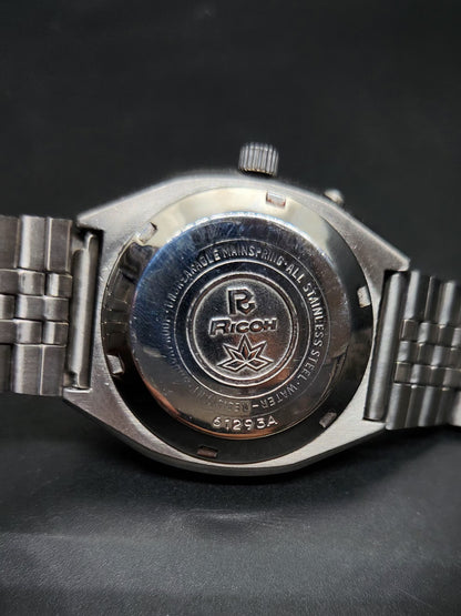 Vintage Ricoh R31 Automatic Yellow Face New Bracelet 21 Jewels Day-Date Men's Wrist Watch AS09