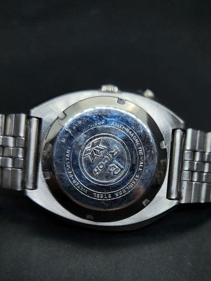 Vintage Ricoh R31 Automatic Black Face New Bracelet 21 Jewels Day-Date Men's Wrist Watch AS10