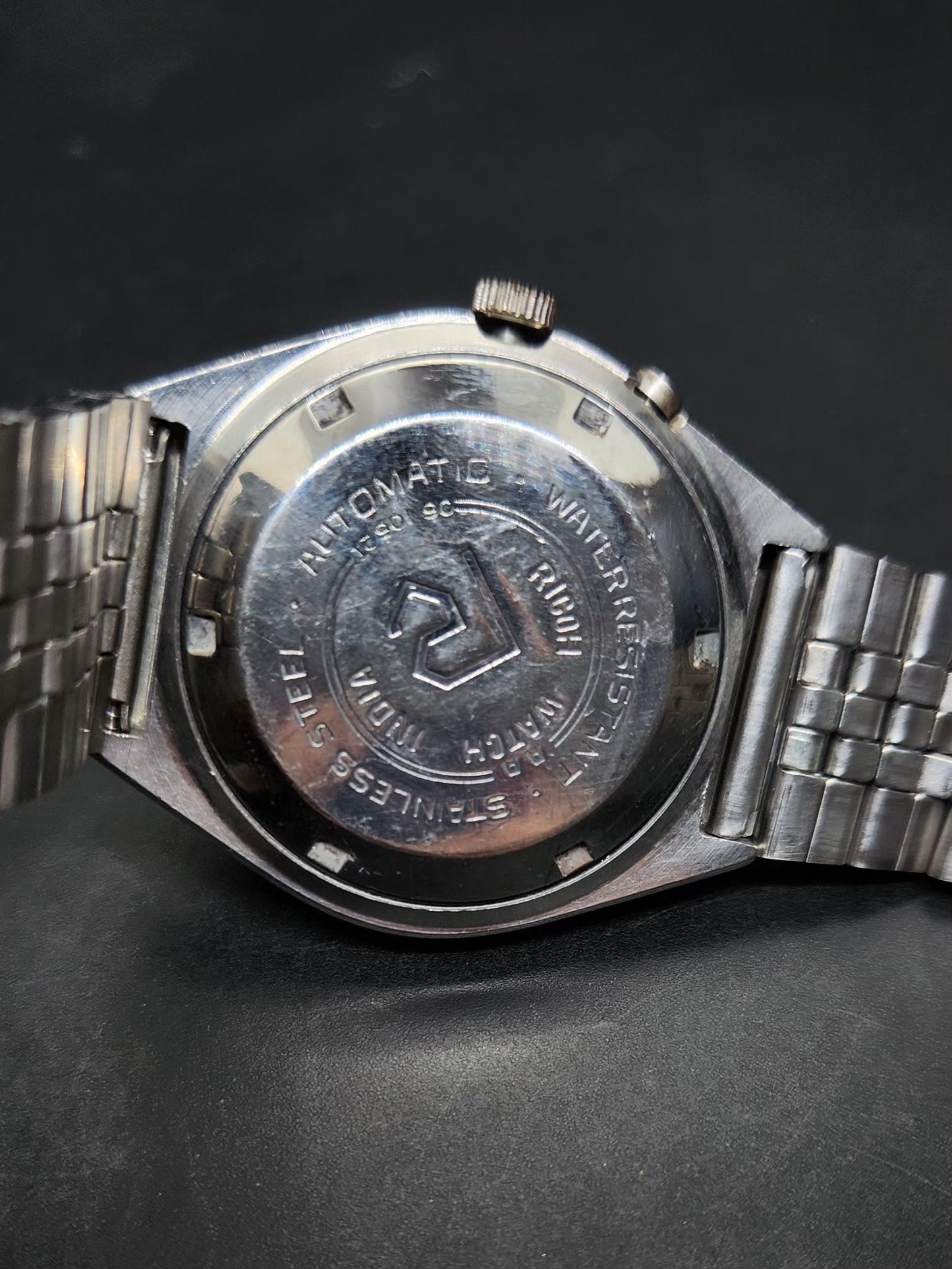 Vintage Ricoh R31 Automatic Blue Face New Bracelet 21 Jewels Day-Date Men's Wrist Watch AS11
