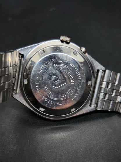 Vintage Ricoh R31 Automatic Blue Face New Bracelet 21 Jewels Day-Date Men's Wrist Watch AS11