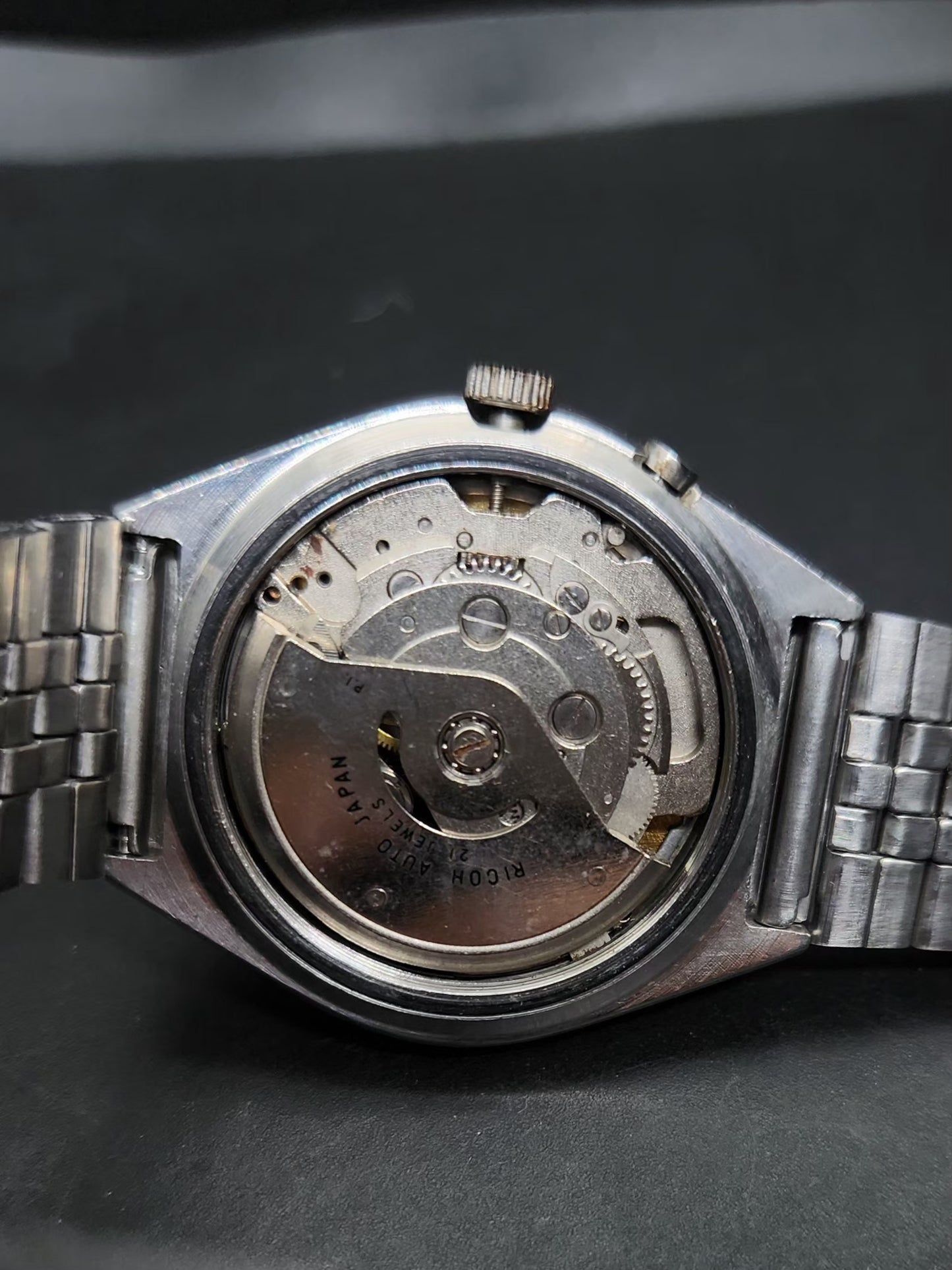 Vintage Ricoh R31 Automatic Blue Face New Bracelet 21 Jewels Day-Date Men's Wrist Watch AS11