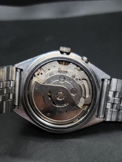 Vintage Ricoh R31 Automatic Blue Face New Bracelet 21 Jewels Day-Date Men's Wrist Watch AS11