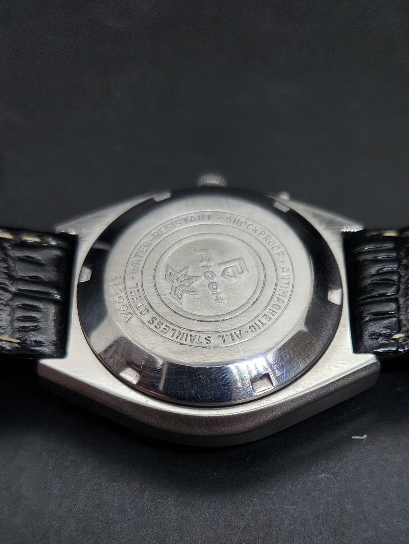 Vintage Ricoh R31 Automatic White Face New Strap 21 Jewels Day-Date Men's Wrist Watch AS12