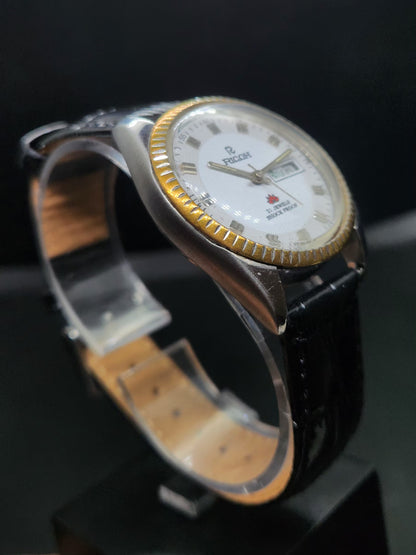 Vintage Ricoh R31 Automatic White Face New Strap 21 Jewels Day-Date Men's Wrist Watch AS13