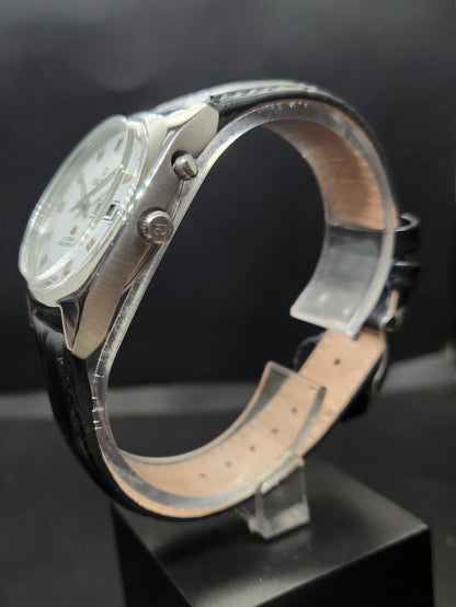Vintage Ricoh R31 Automatic White Face New Strap 21 Jewels Day-Date Men's Wrist Watch AS14