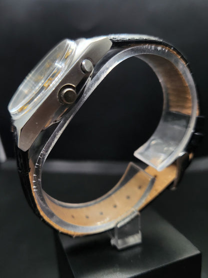 Vintage Ricoh R31 Automatic Blue Face New Strap 21 Jewels Day-Date Men's Wrist Watch AS15
