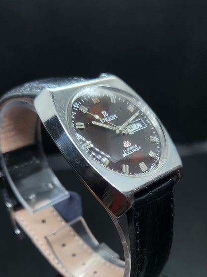 Vintage Ricoh R31 Automatic Brown Face New Strap 21 Jewels Day-Date Men's Wrist Watch AS16