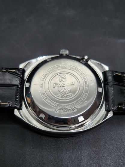 Vintage Ricoh R31 Automatic Silver Face New Strap 21 Jewels Day-Date Men's Wrist Watch AS17