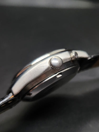 Vintage Ricoh R31 Automatic Black Face New Strap 21 Jewels Day-Date Men's Wrist Watch AS18