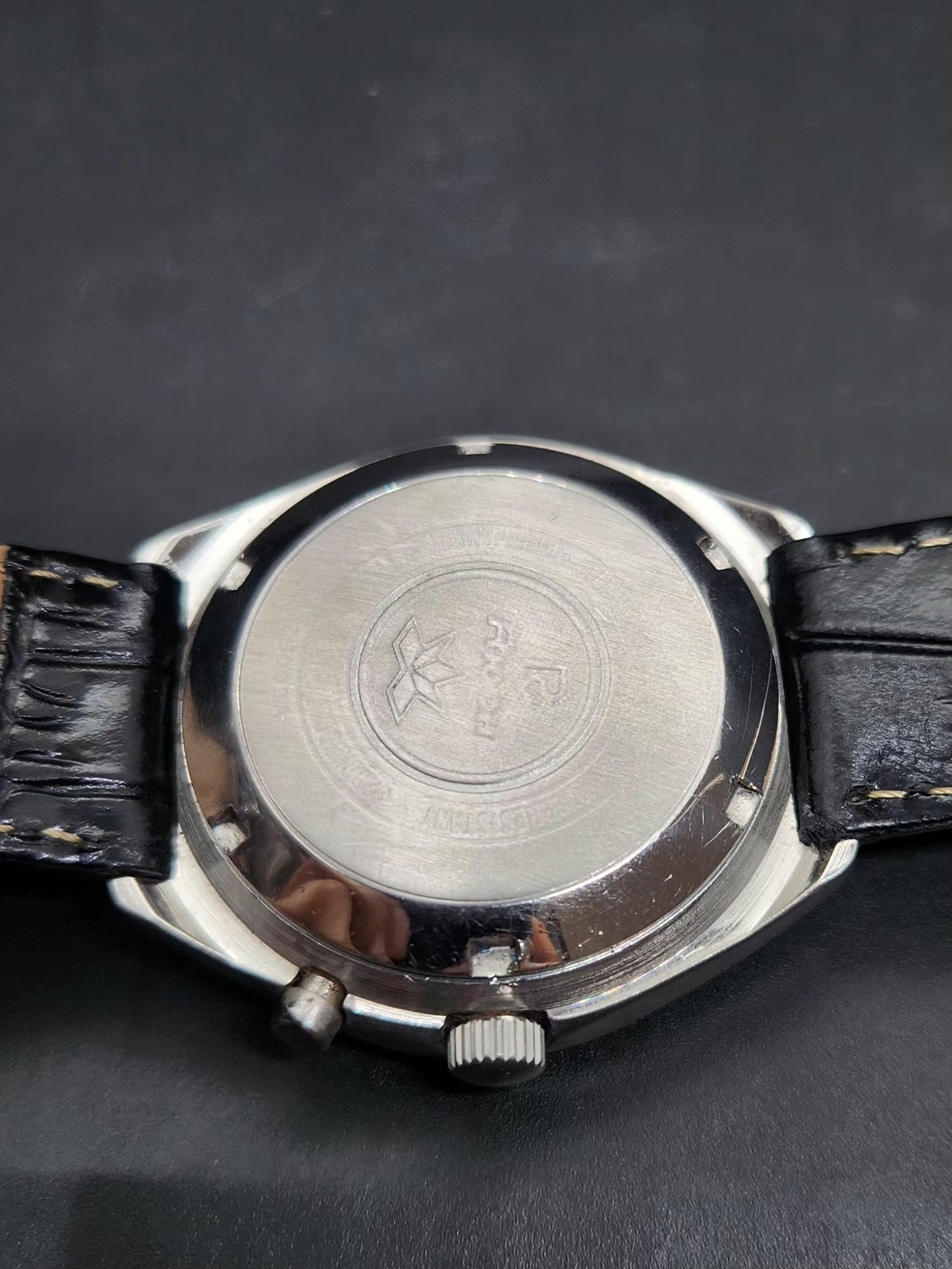 Vintage Ricoh R31 Automatic Black Face New Strap 21 Jewels Day-Date Men's Wrist Watch AS18