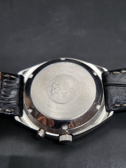 Vintage Ricoh R31 Automatic Black Face New Strap 21 Jewels Day-Date Men's Wrist Watch AS18