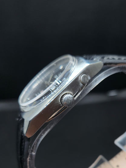 Vintage Ricoh R31 Automatic Black Face New Strap 21 Jewels Day-Date Men's Wrist Watch AS23