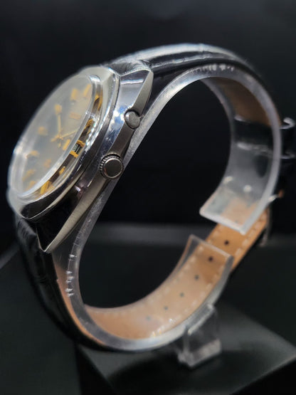 Vintage Ricoh R31 Automatic Brown Face New Strap 21 Jewels Day-Date Men's Wrist Watch AS29