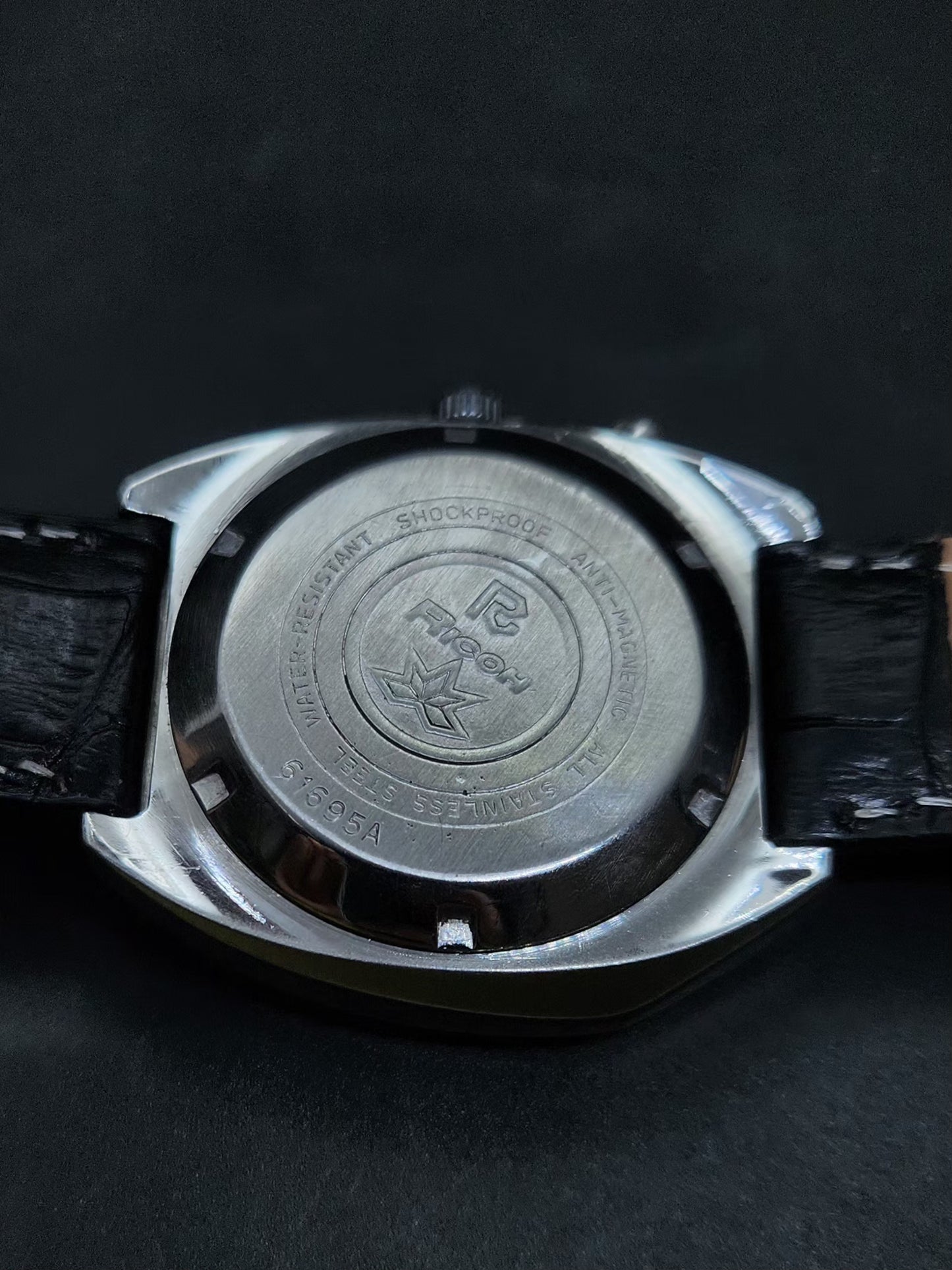 Vintage Ricoh R31 Automatic White Face New Strap 21 Jewels Day-Date Men's Wrist Watch AS30