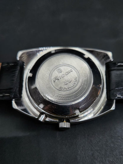 Vintage Ricoh R31 Automatic White Face New Strap 21 Jewels Day-Date Men's Wrist Watch AS31