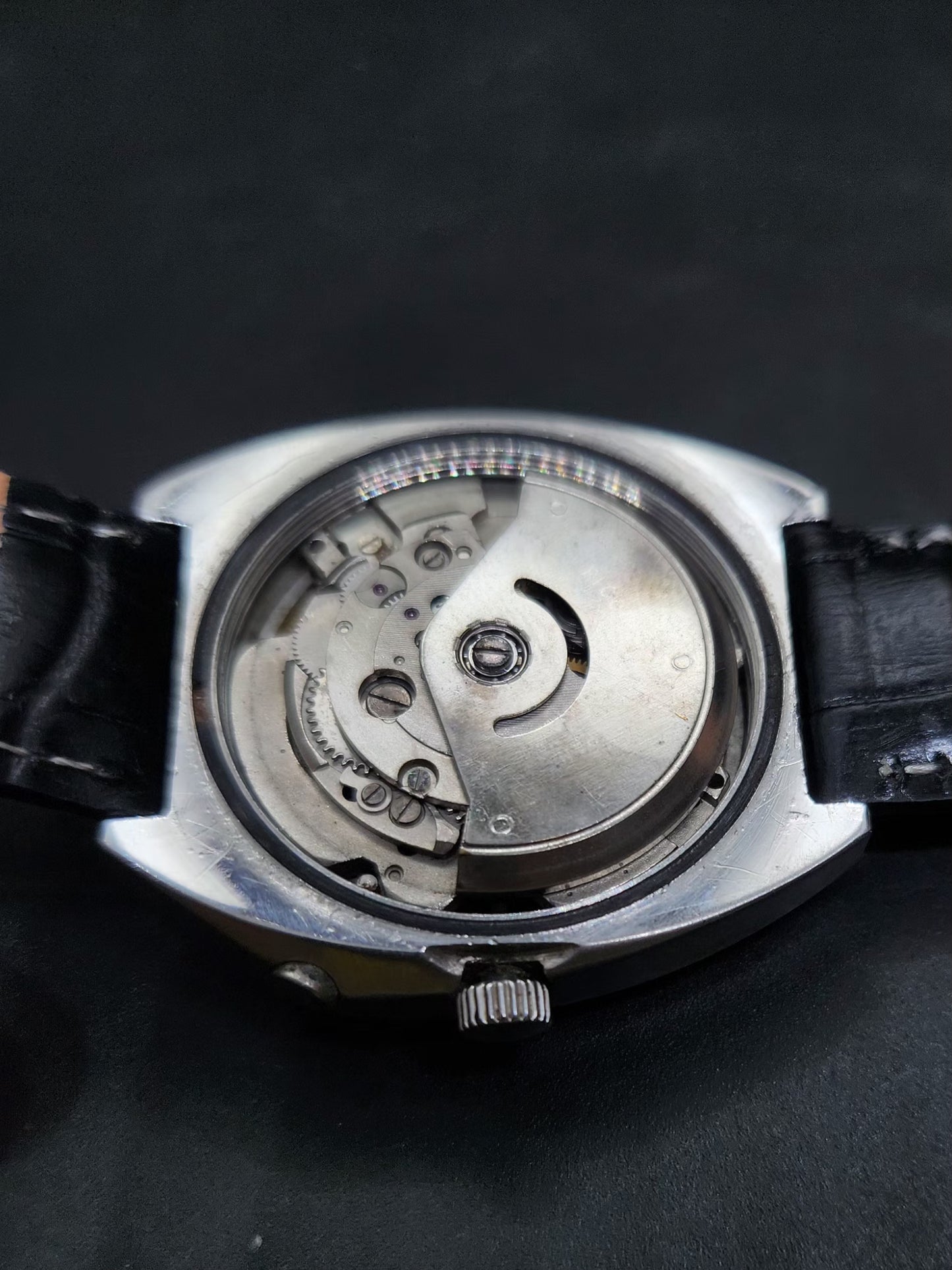 Vintage Ricoh R31 Automatic Black Face New Strap 21 Jewels Day-Date Men's Wrist Watch AS34