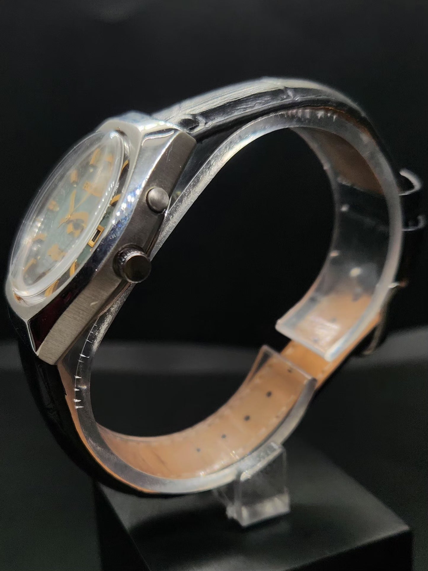 Vintage Ricoh R31 Automatic Green Face New Strap 21 Jewels Day-Date Men's Wrist Watch AS36