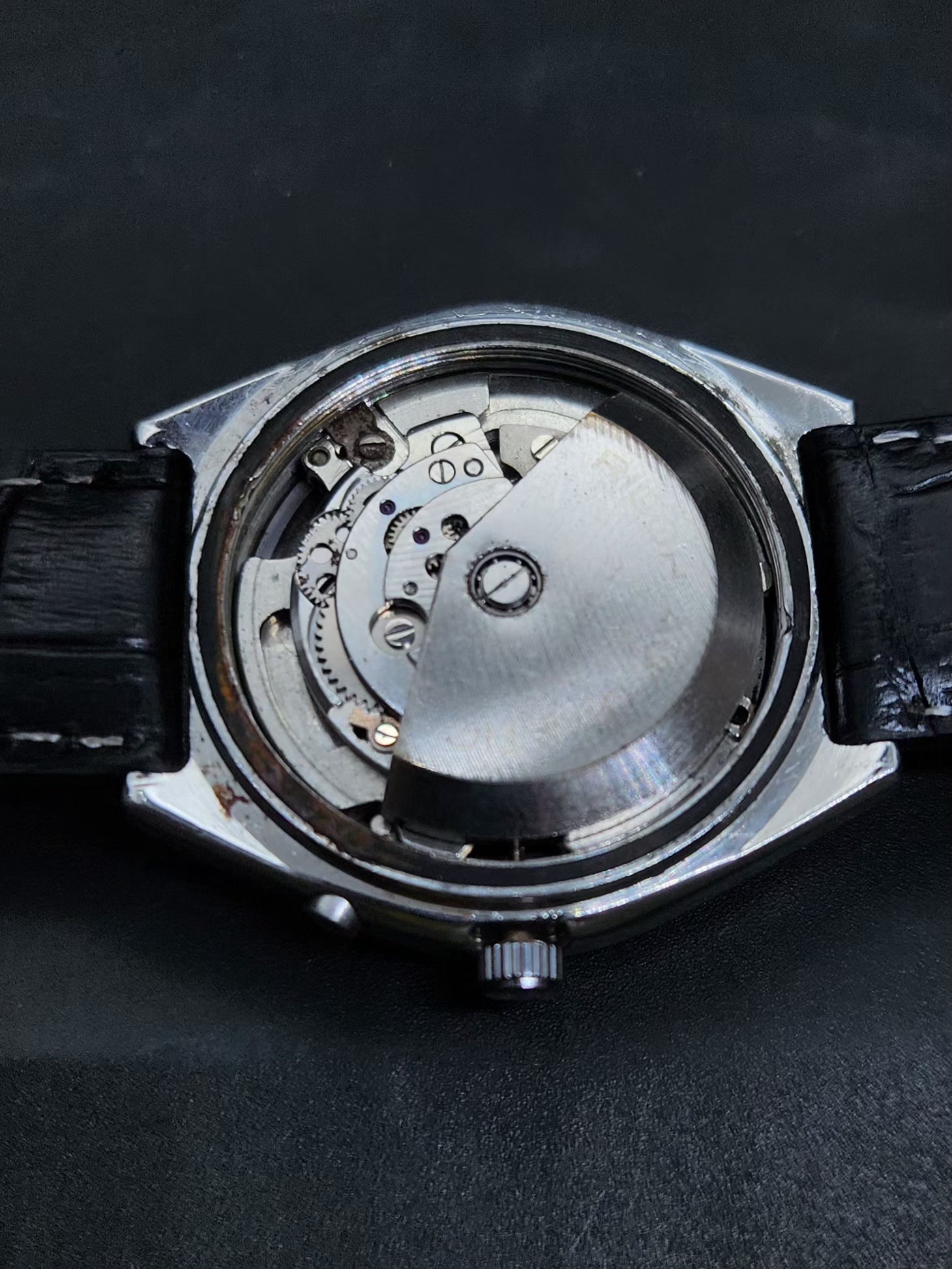 Vintage Ricoh R31 Automatic Green Face New Strap 21 Jewels Day-Date Men's Wrist Watch AS36