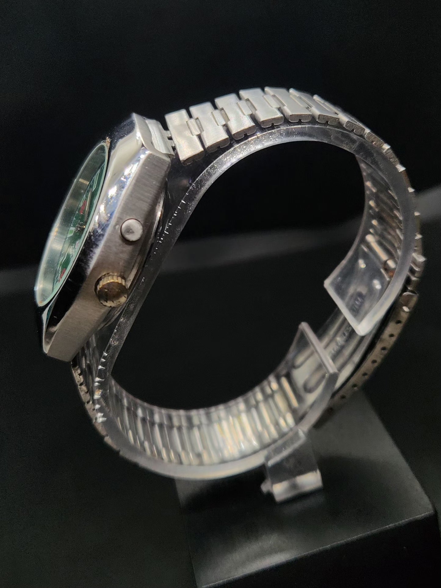 Vintage Ricoh R31 Automatic Green Face New Bracelet 21 Jewels Day-Date Men's Wrist Watch AS40