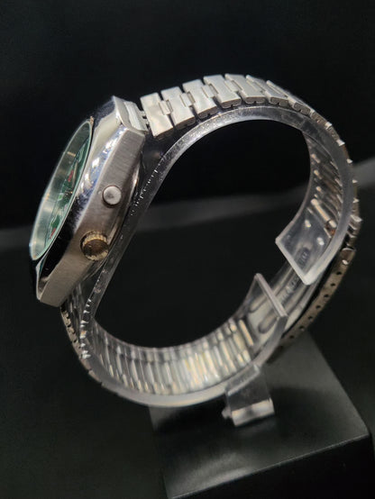 Vintage Ricoh R31 Automatic Green Face New Bracelet 21 Jewels Day-Date Men's Wrist Watch AS40
