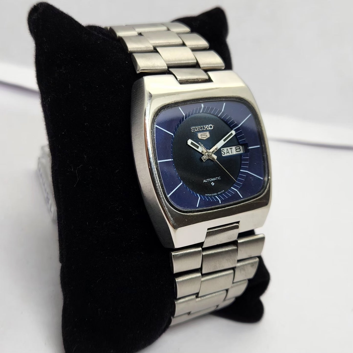 Vintage 1982 Original Seiko 5 Automatic 6309-5510 Blue face 17 Jewels Day-Date Japanese Men's Wrist Watch OG207