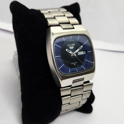 Vintage 1982 Original Seiko 5 Automatic 6309-5510 Blue face 17 Jewels Day-Date Japanese Men's Wrist Watch OG207