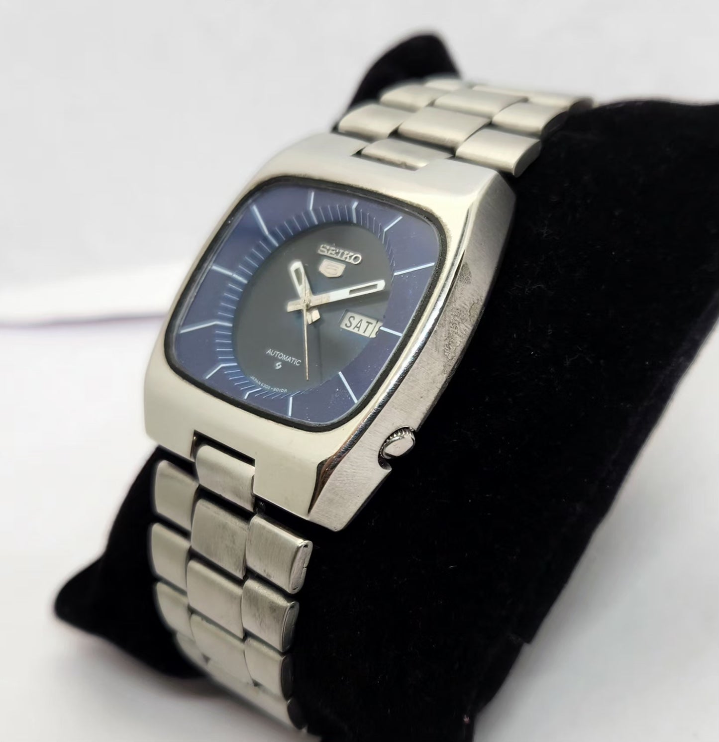 Vintage 1982 Original Seiko 5 Automatic 6309-5510 Blue face 17 Jewels Day-Date Japanese Men's Wrist Watch OG207