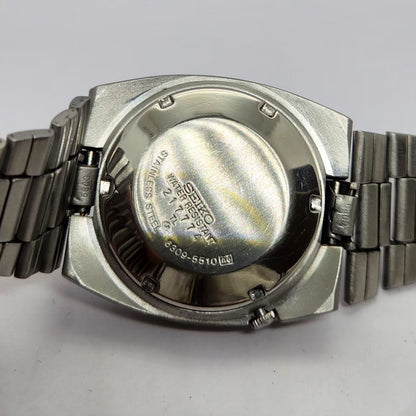 Vintage 1982 Original Seiko 5 Automatic 6309-5510 Blue face 17 Jewels Day-Date Japanese Men's Wrist Watch OG207