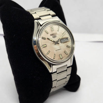 Vintage 1983 Original Seiko 5 Automatic 6309-8230 Silver face 17 Jewels Day-Date Japanese Men's Wrist Watch OG210