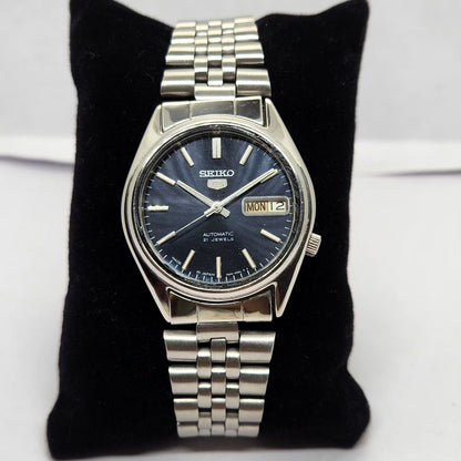Vintage 1980 Original Seiko 5 Automatic 7s26-3100 Blue face 17 Jewels Day-Date Japanese Men's Wrist Watch OG211