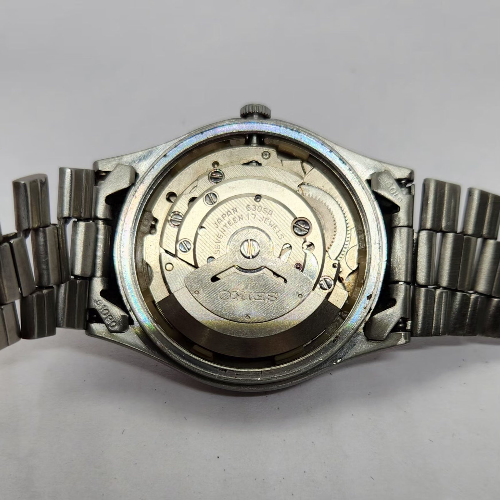 Vintage 1985 Original Seiko 5 Automatic 6309-523A Black 17 Jewels Day-Date Japanese Men's Wrist Watch OG212