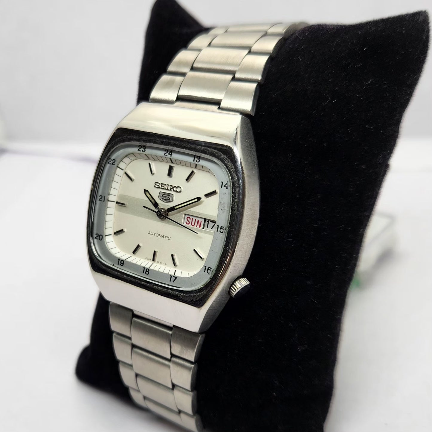 Vintage 1981 Original Seiko 5 Automatic 6309-523A White face 17 Jewels Day-Date Japanese Men's Wrist Watch OG214