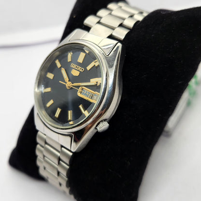 Vintage 1980 Original Seiko 5 Automatic 7009-876A Blue face 17 Jewels Day-Date Japanese Men's Wrist Watch OG216