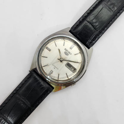 Vintage 1984 Original Seiko 5 Automatic 7009-8750 Silver Face 17 Jewels Day-Date Japanese Men's Wrist Watch OG221